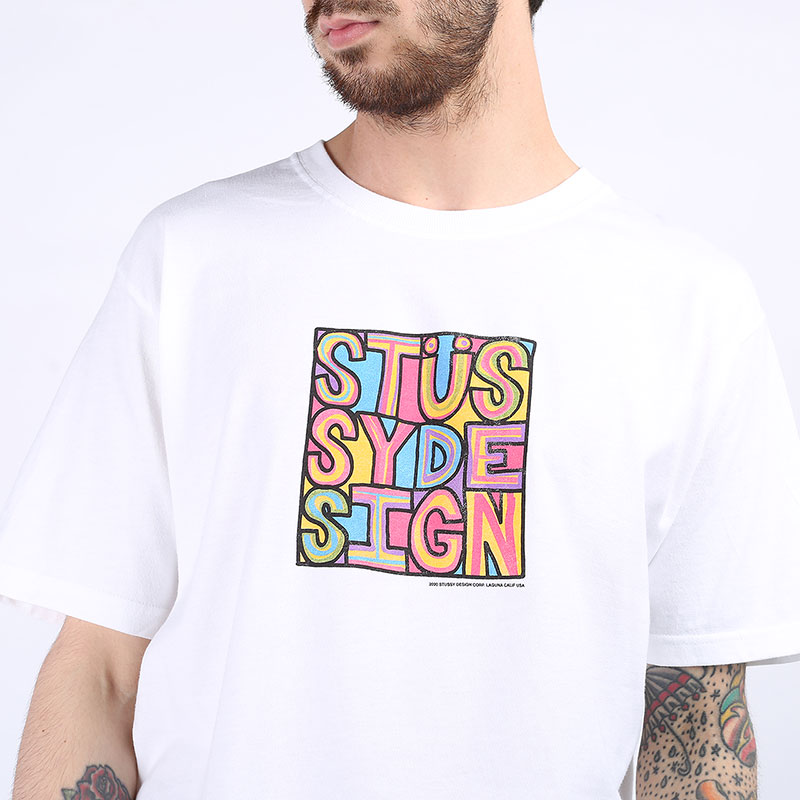 мужская белая футболка Stussy Clyde Tee 1904503-white - цена, описание, фото 2